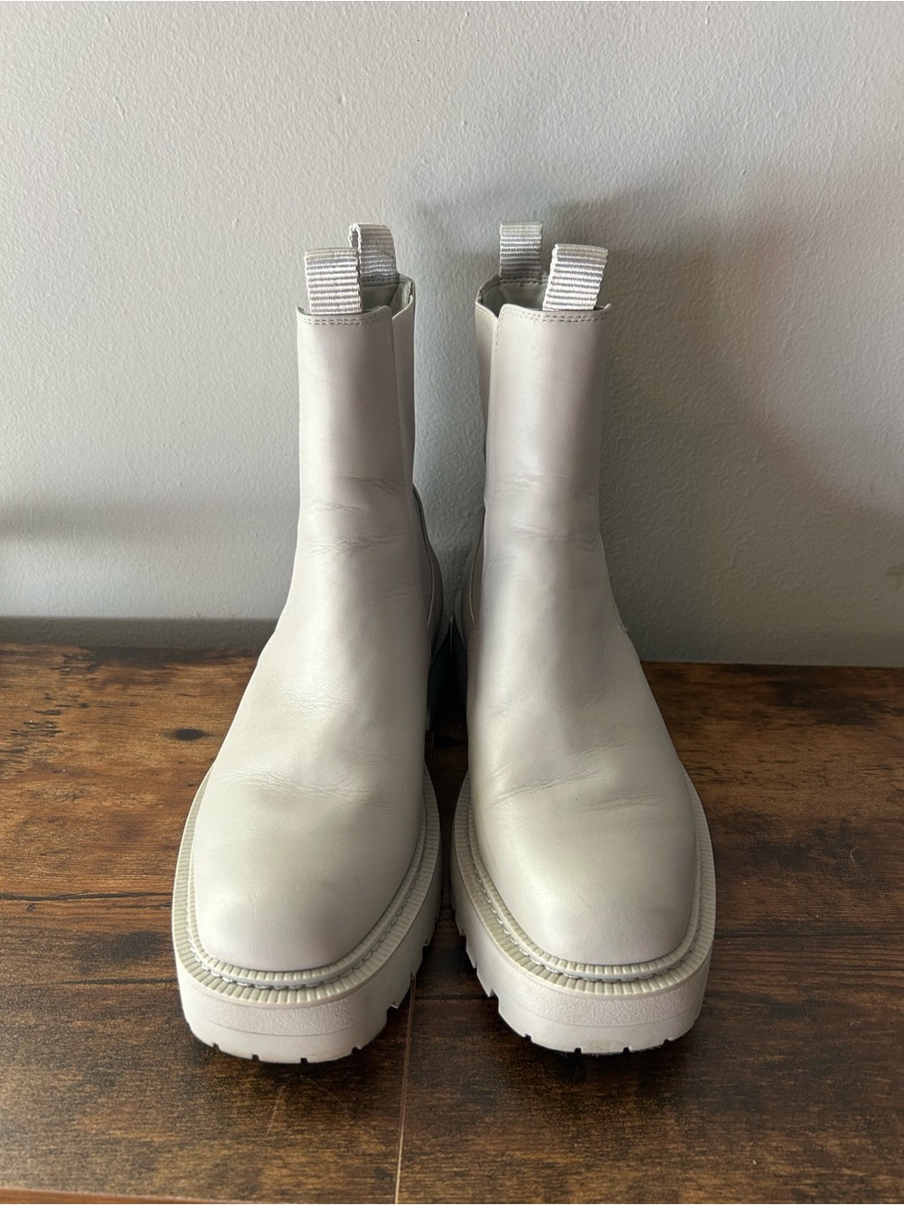 Sam Edelman Chunky Platform Chelsea Boots in Light Gray